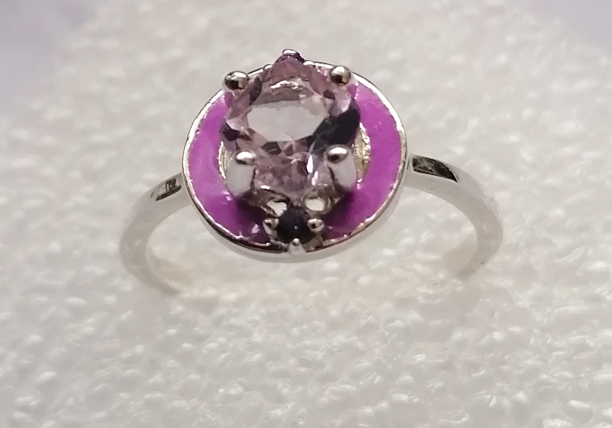 Pink Amethyst & Enamel Ring