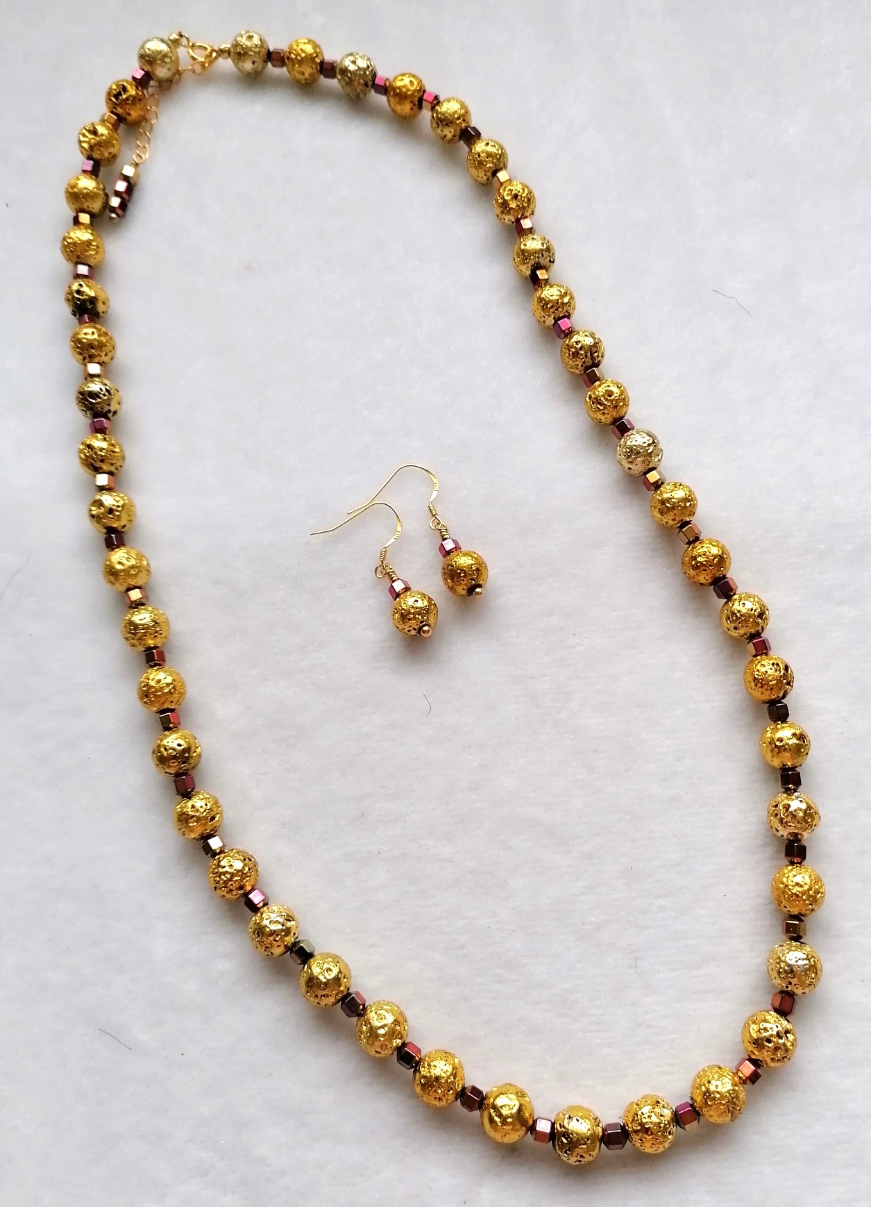 Lava Rock & Hematite - Gold