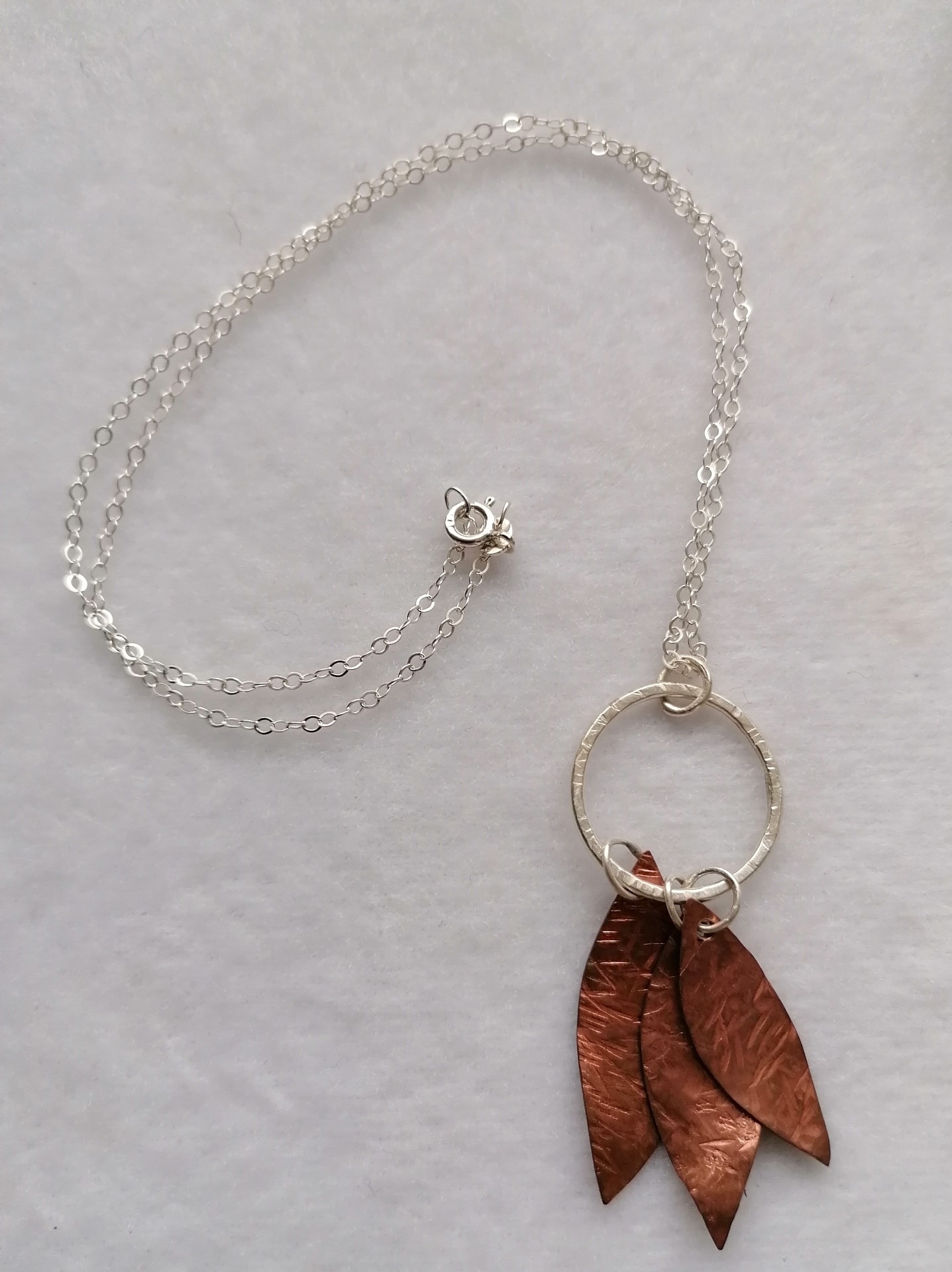 Handmade Silver with Copper Leaves