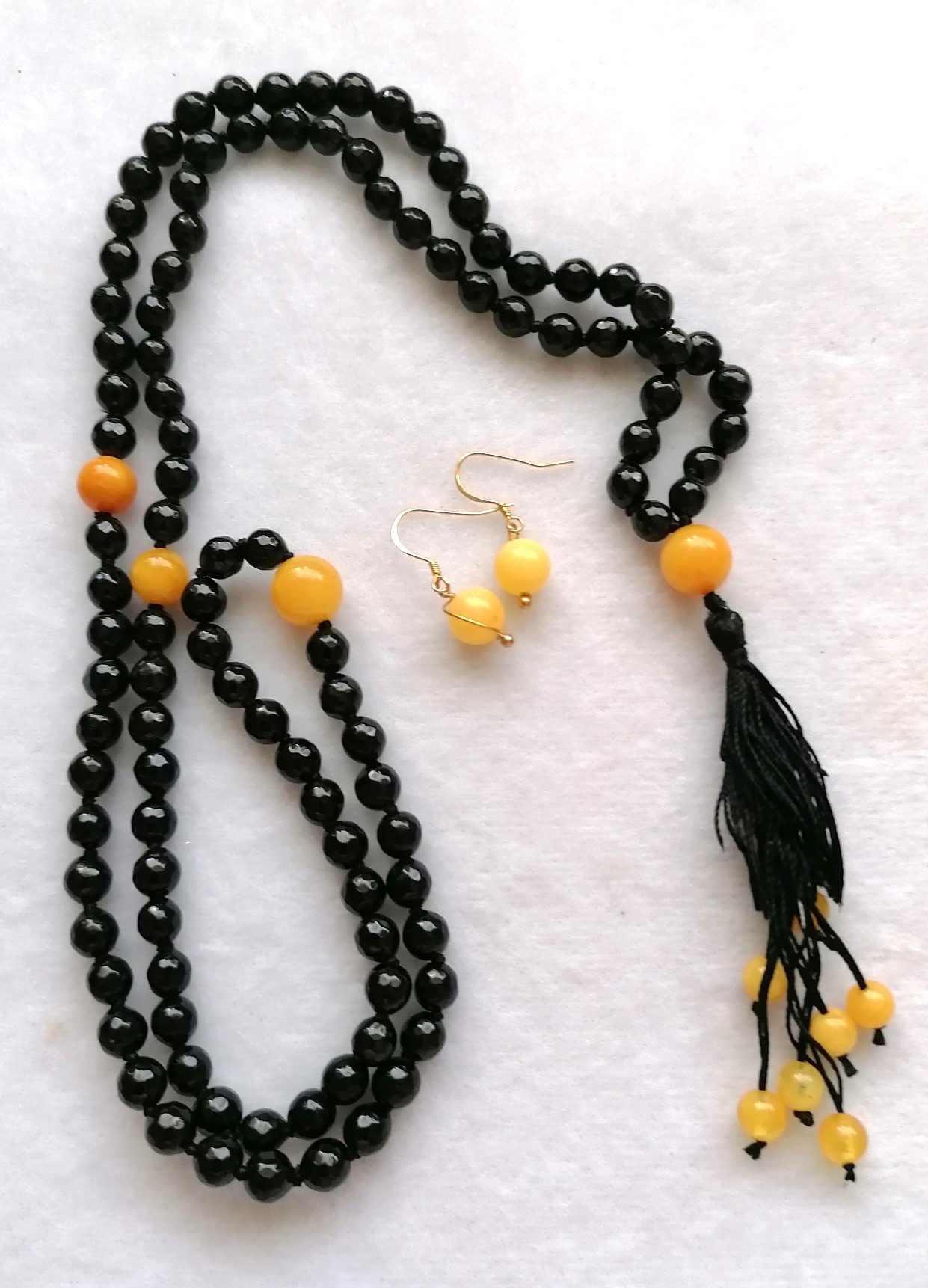 Agate & Honey Amber Mala