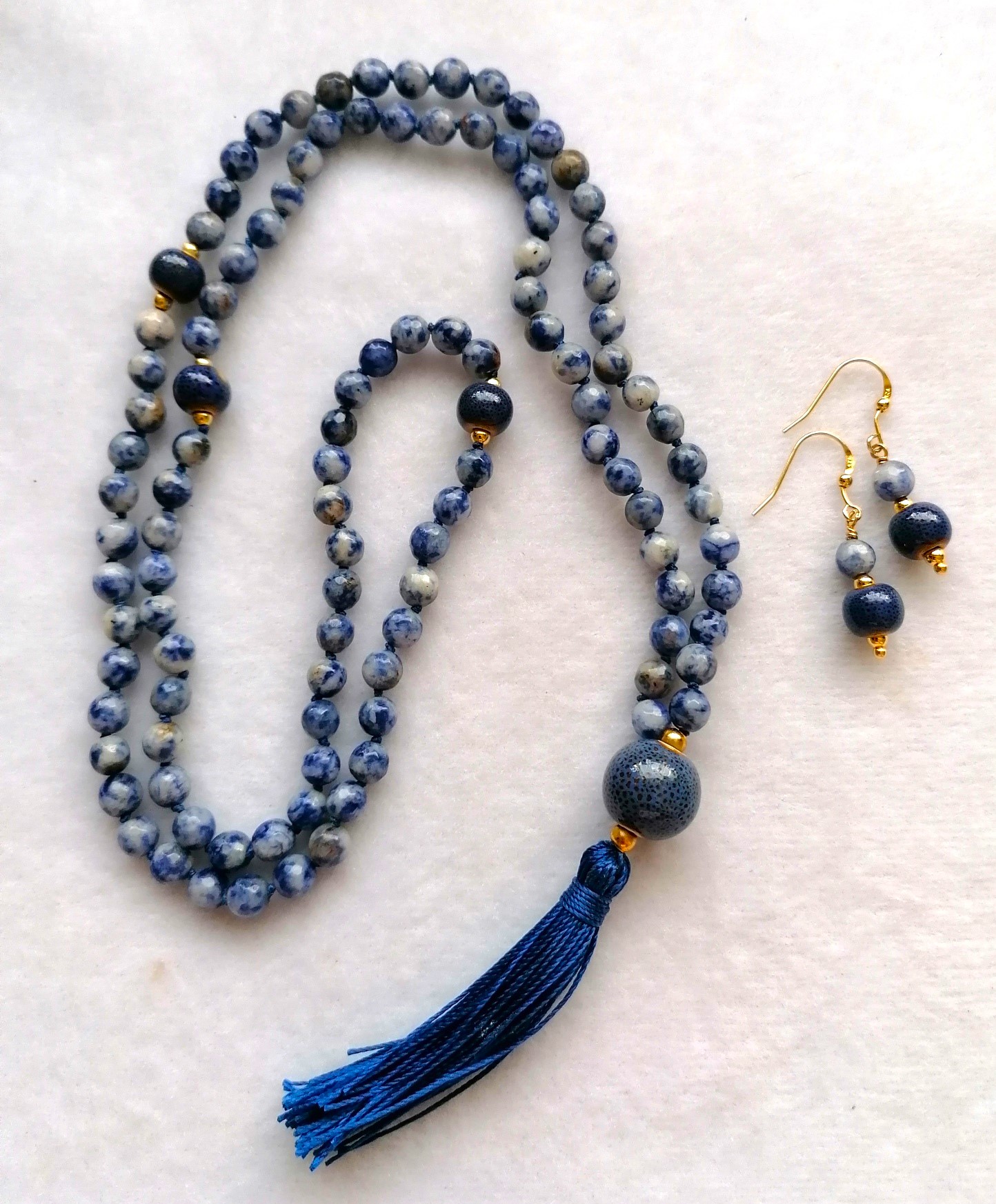 Sodalite & Ceramic Mala