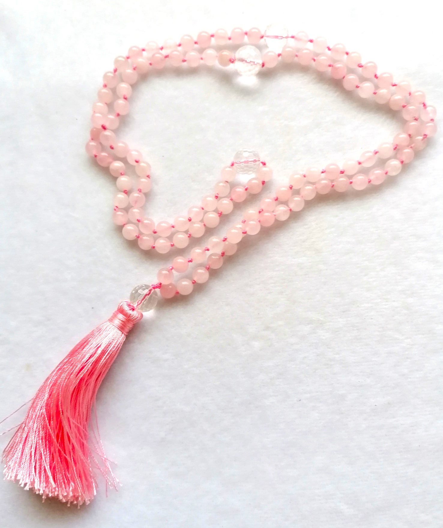 Rose & Clear Quartz Mala