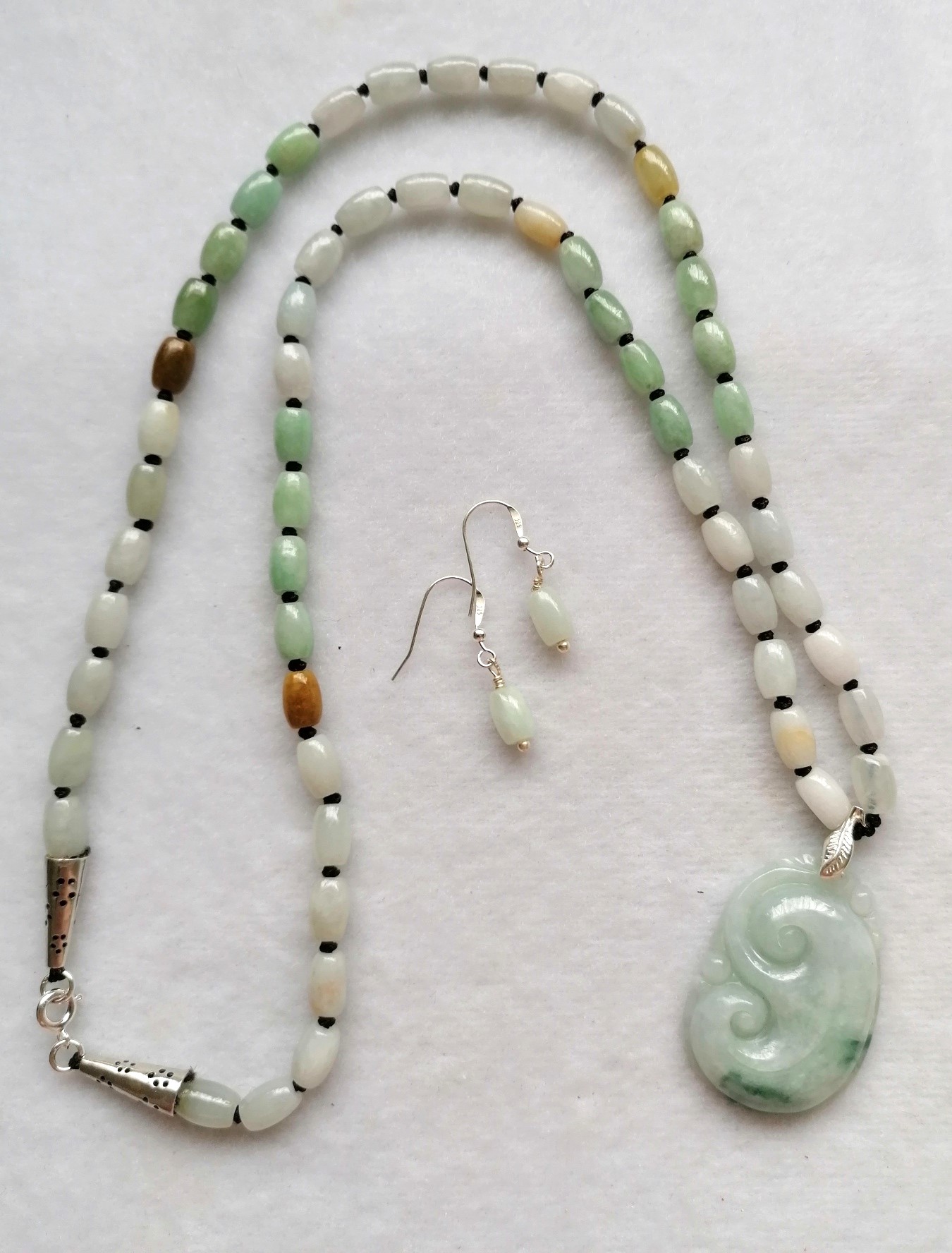 Jadeite Necklace with Right & Left Pendant