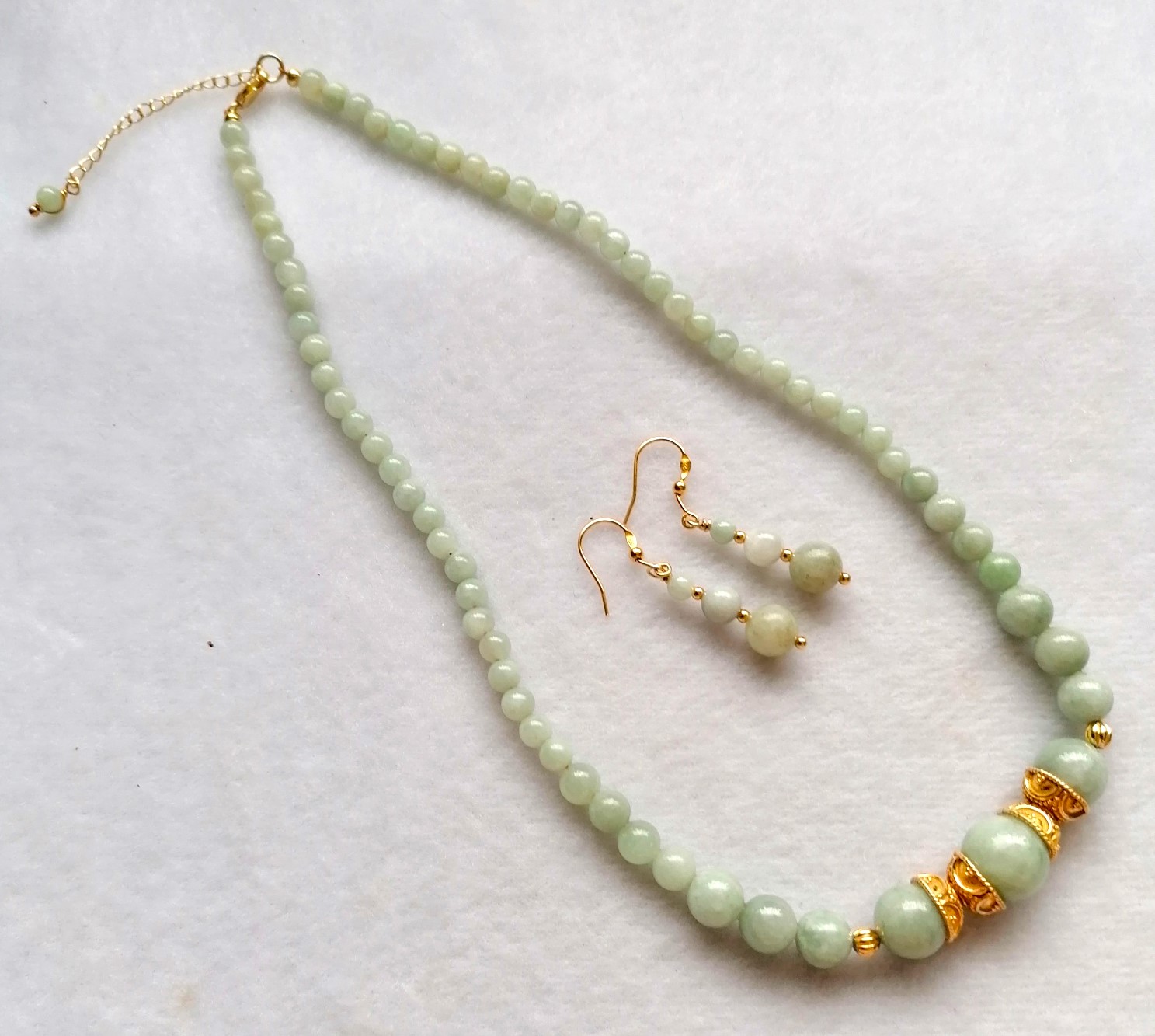 Graduated Jade - Gold Plated Sterling Silver