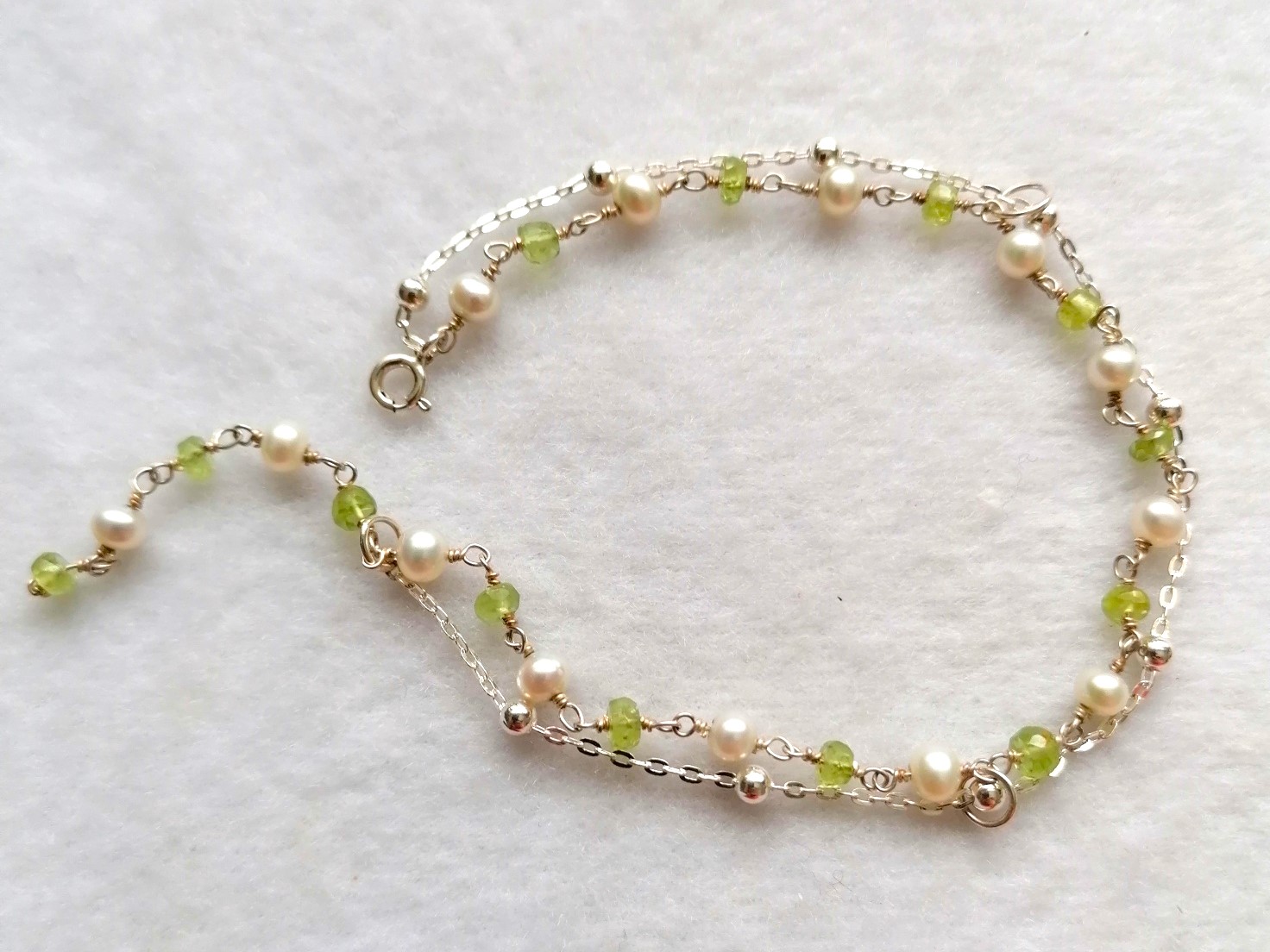 Peridot & Freshwater Pearl Rosary Link