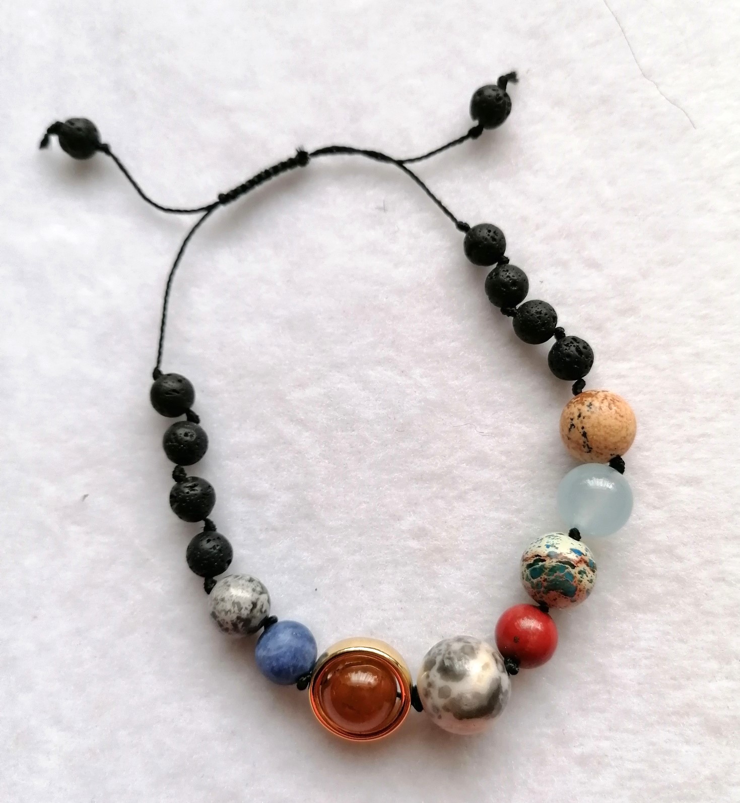 Multi-gemstone Planets Macrame Bracelet