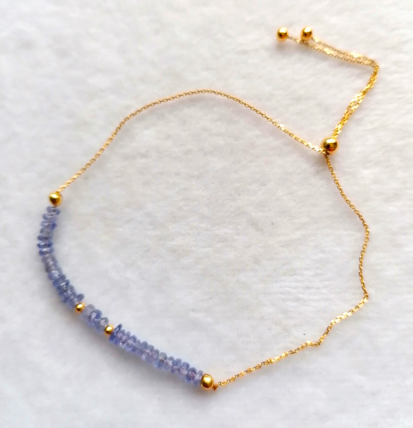 Tanzanite Gold Plated Sterling Silver Slider