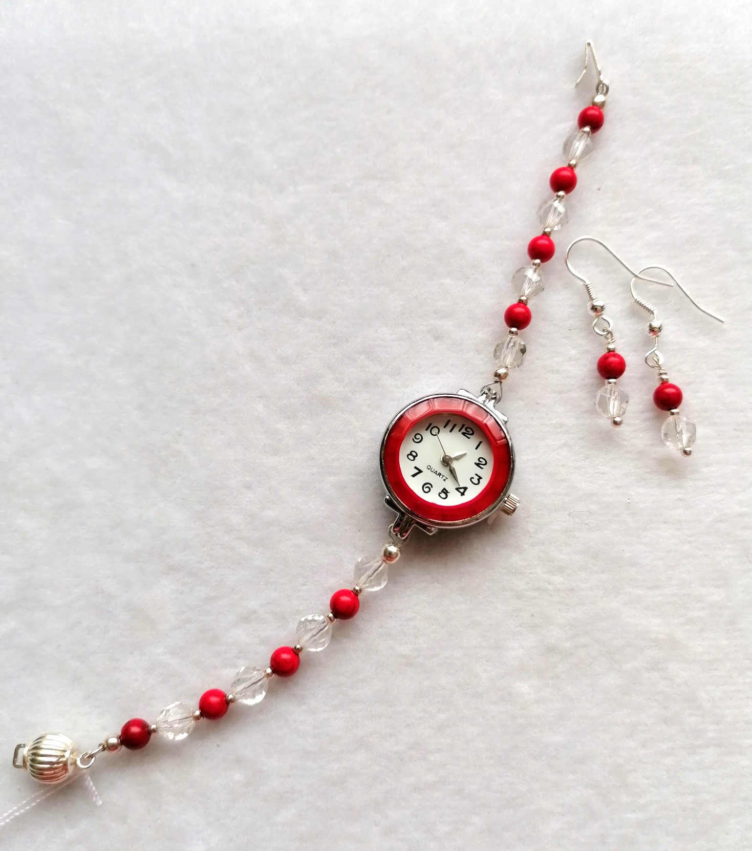 Quartz & Red Howlite Watch