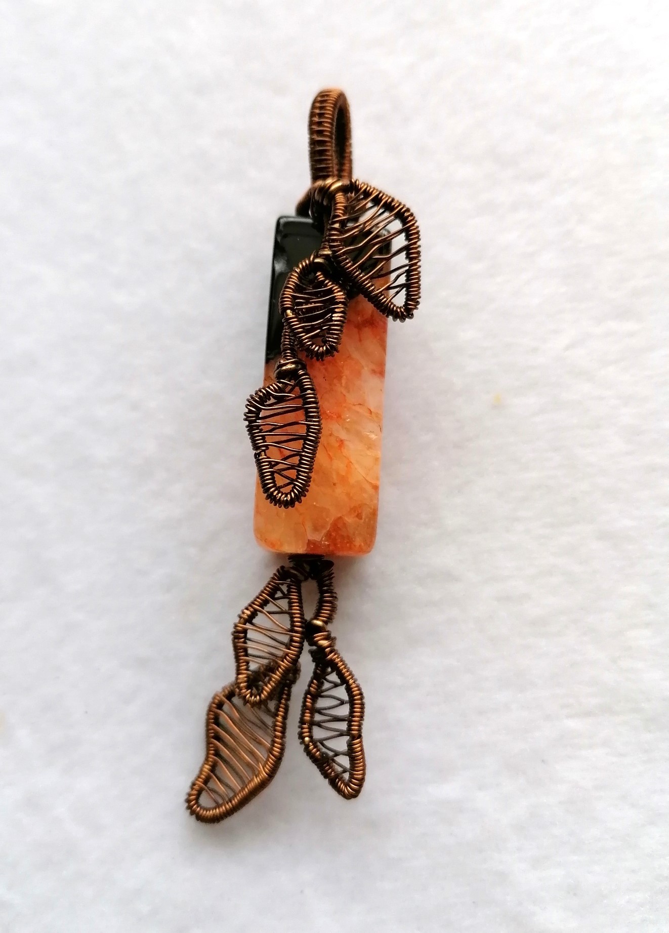 Black & Orange Agate with Leaves