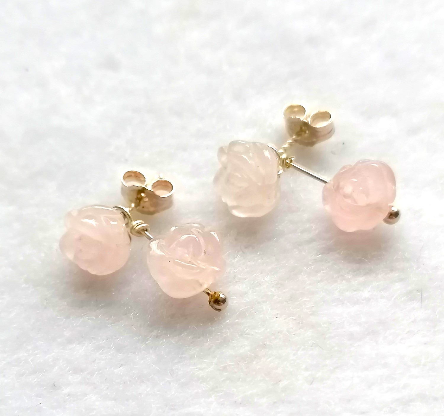 Rose Quartz Rose Studs