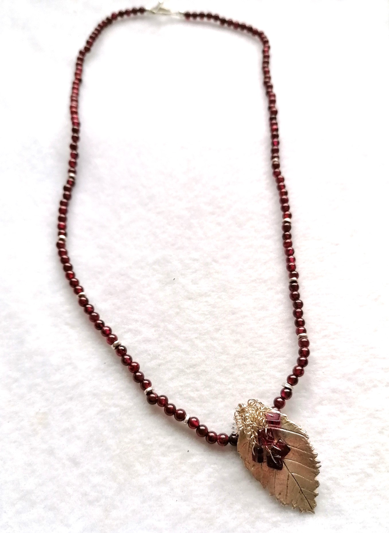 Garnet with Fine Silver Leaf