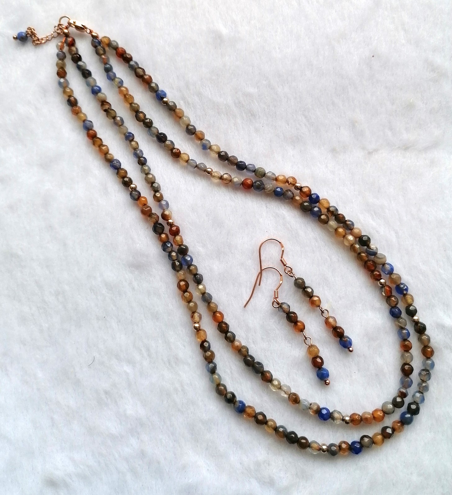 Double Strand Blue & Brown Agate