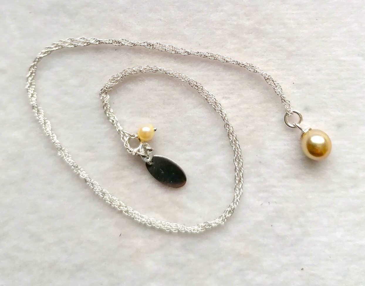 South Sea Yellow Pearl on Sterling Silver Chain