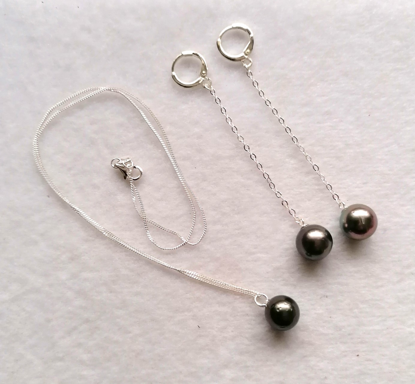 Tahitian Pearl with Long Drop Earrings