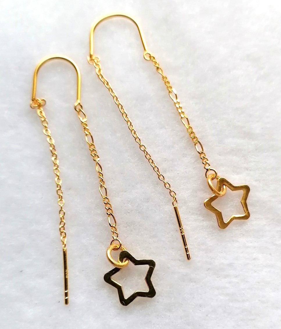 Gold Plated Sterling Silver Pull-through Stars