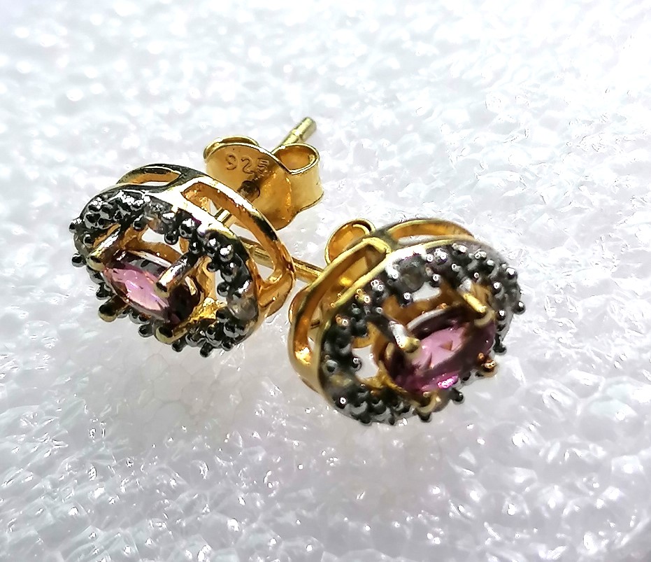 Malaya Garnet Earrings - gold plated Sterling Silver