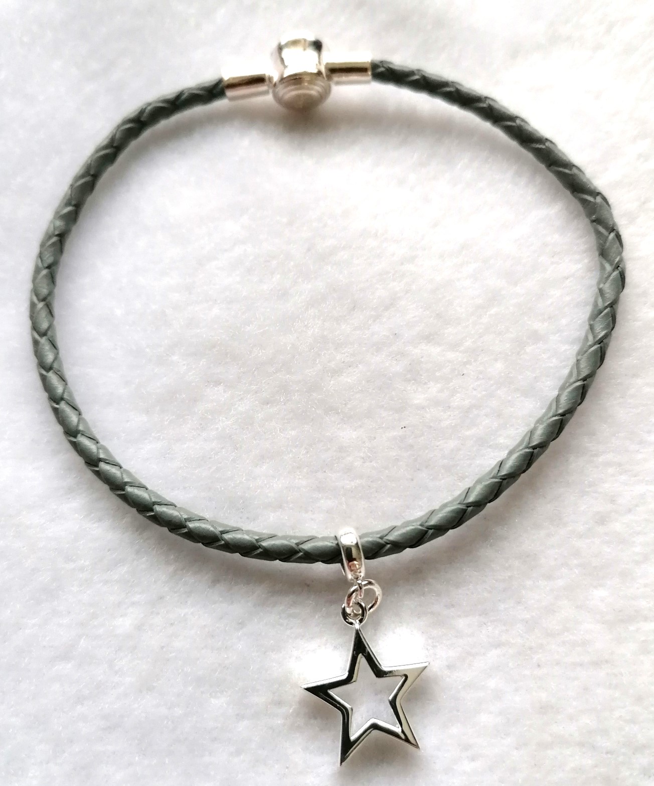 Grey Leather with Sterling Silver Star