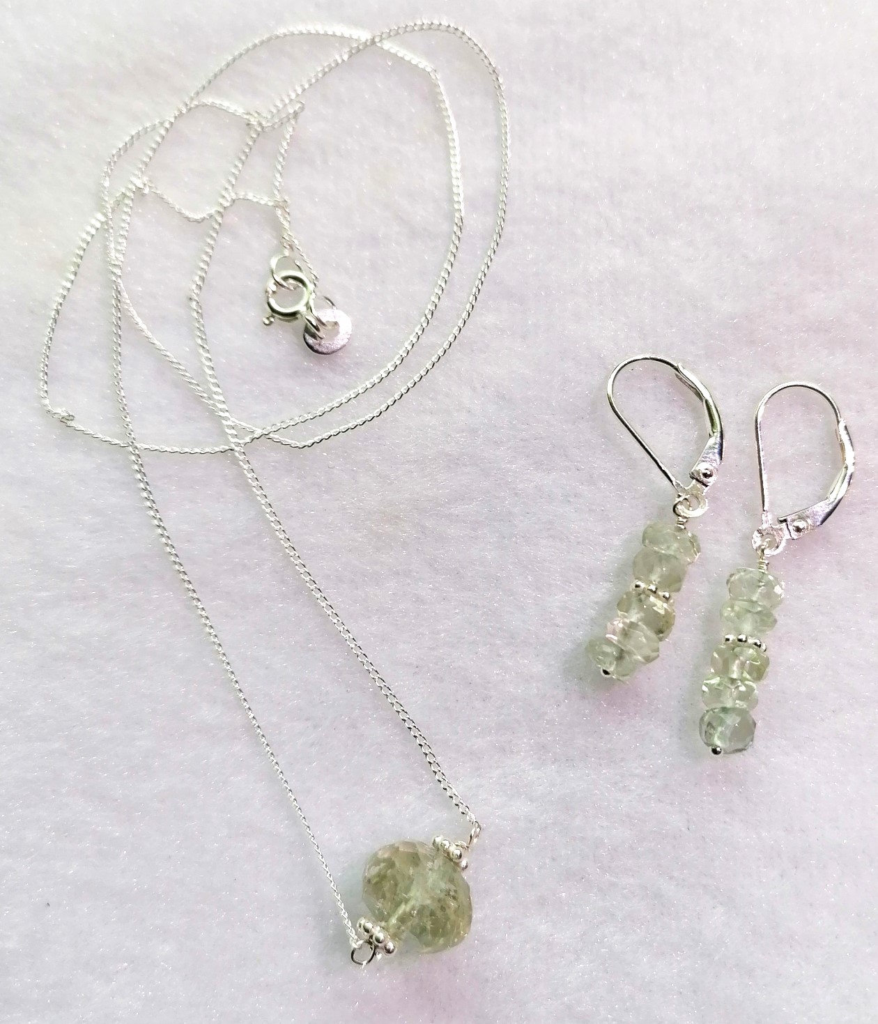 Green Amethyst on Sterling Silver Chain