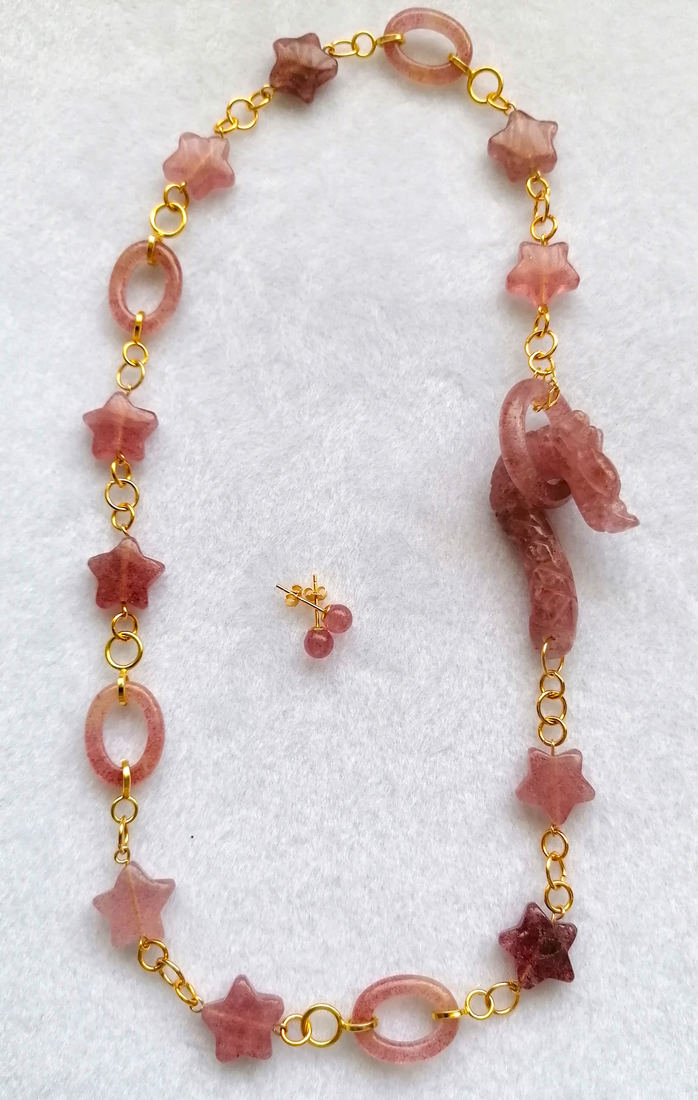 Strawberry Quartz Dragon Necklace