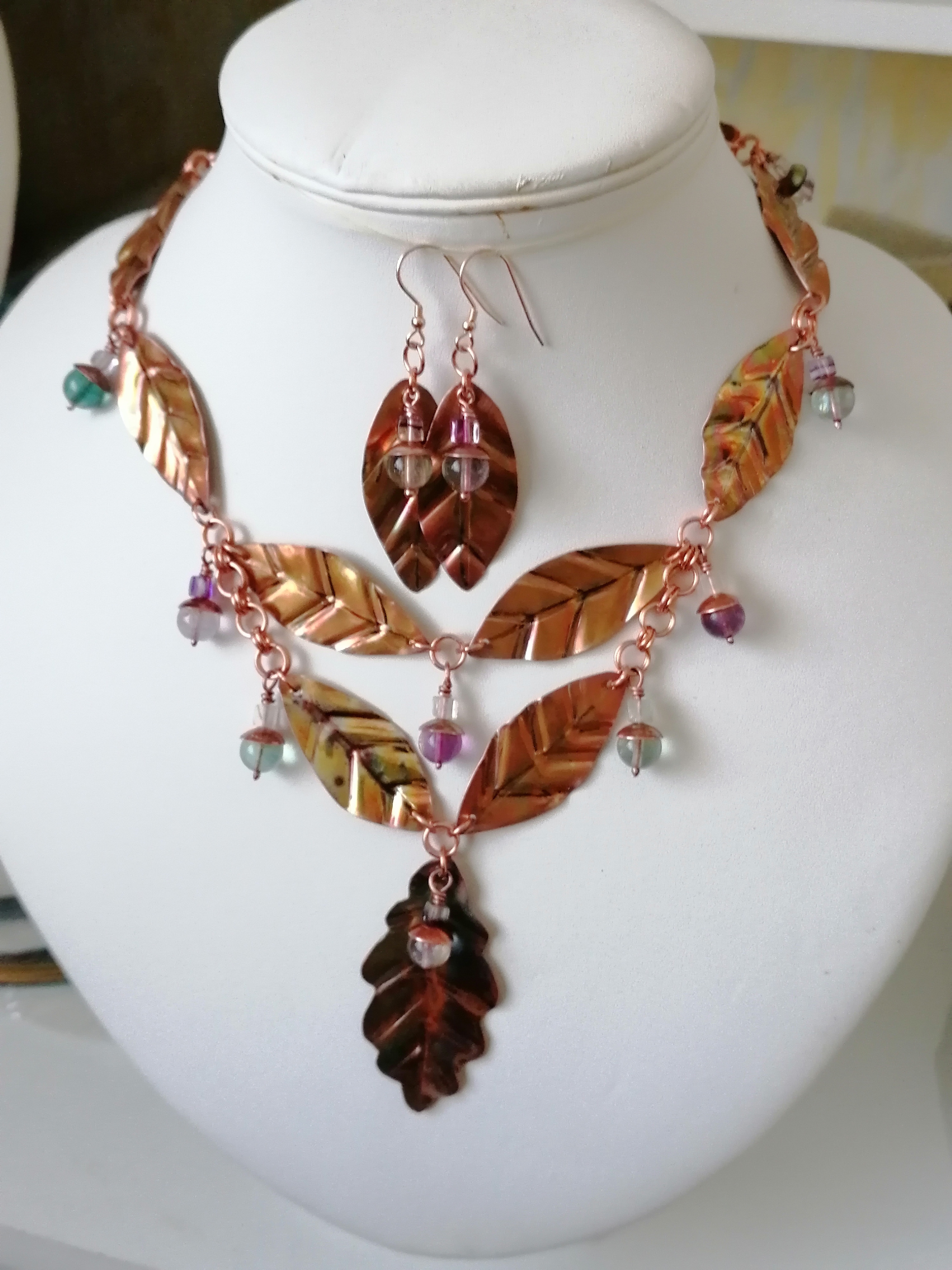 Copper Leaves with Fluorite